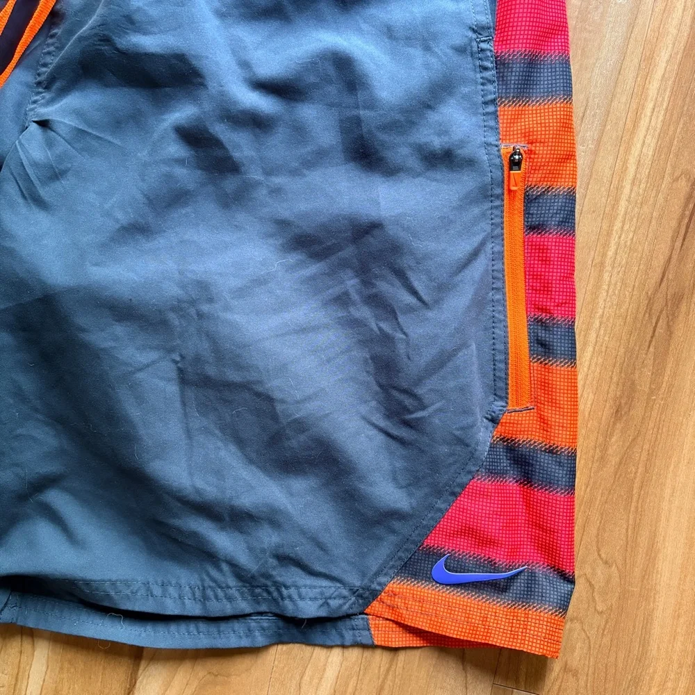 Nike Gray Swim/Board Shorts with Orange Accents Mesh Liner Large